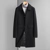 Men Autumn Winter Fashion Leisure Business Office Solid Color Long Sleeve Lapel Plus Size Long Wool Coat