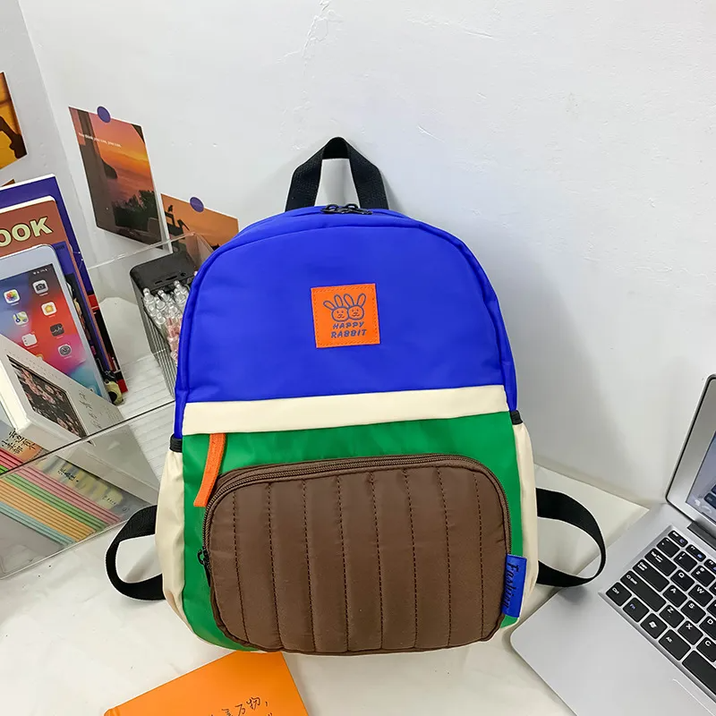 Kids Boys Girls Fashion Casual Cute Preppy Colorblock Canvas Zipper Backpacks Bags