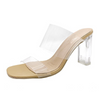 Women Fashion Sexy Plus Size Transparent Square Toe Chunky Heel Slippers