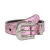 Women Fashion Alloy Rhinestone Pin Buckle Car Side Bead Size Corns Pink Belt