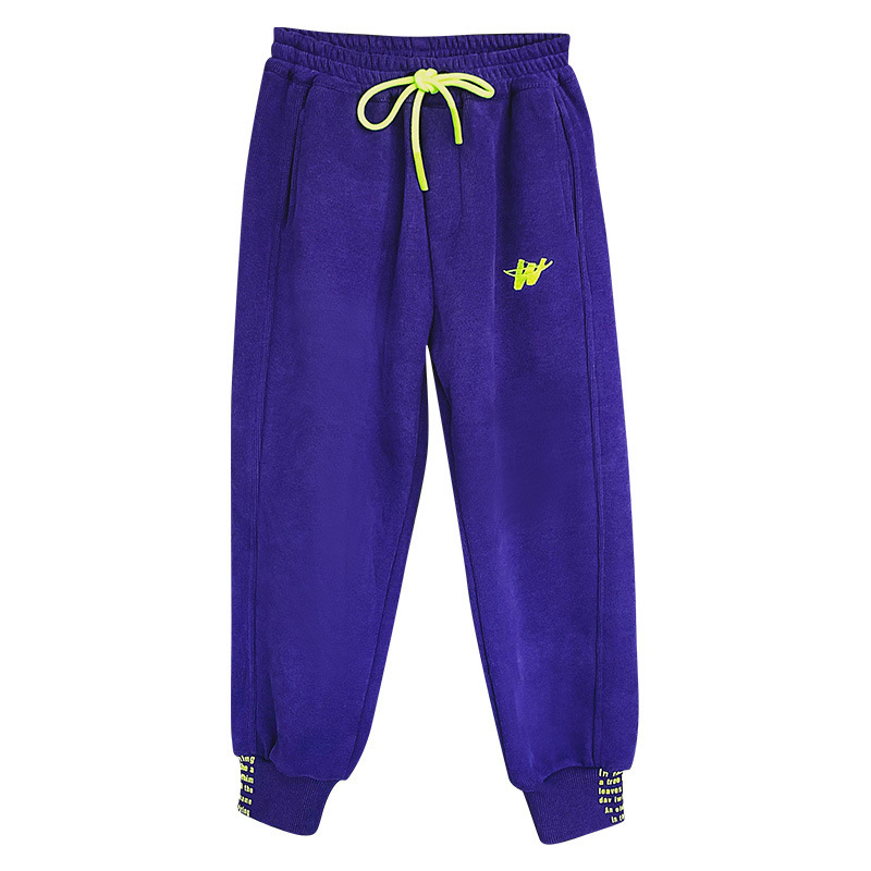 Girls Casual Letter Embroidery Fleece-Lined Sweatpants