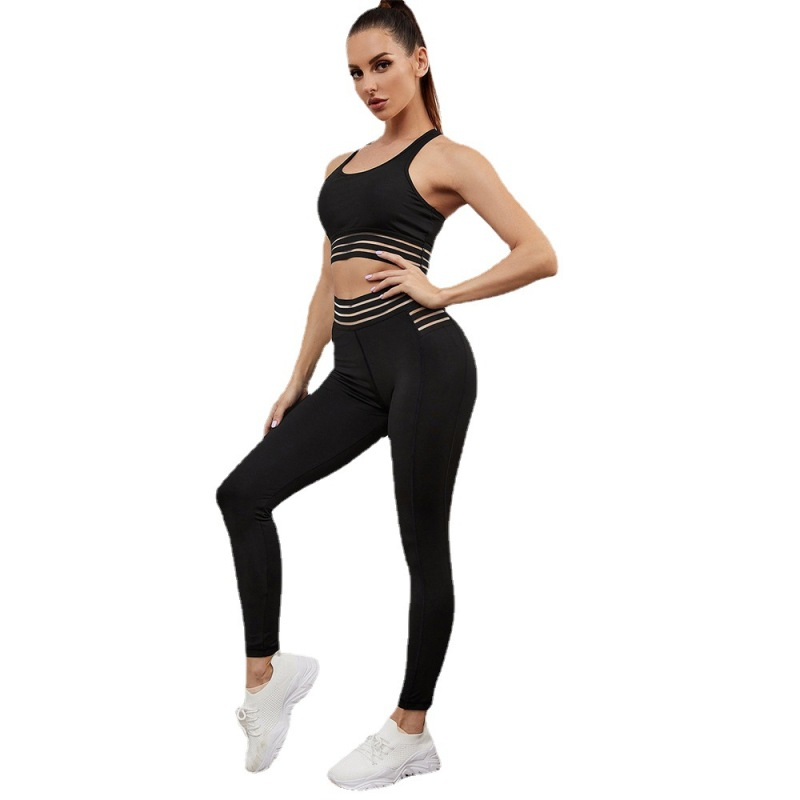 Women Solid Color Tank Top And Pants Sports Yoga Casual Slim Two Piece Set