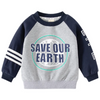 Children Kids Baby Fashion Boys Long Sleeve Letter Print Patchwork Pullover Casual Basic Sweatshirt