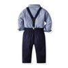 Kids Toddler Boys Spring Autumn Fashion Casual British Style Bow Stripe Shirt Suspender Trousers Party Clothing Set