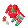 Kids Baby Girls Fashion Casual Christmas Solid Color Christmas Tree Letters Round Neck Long Sleeve Romper Color-Block Trousers Set