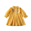 Kids Toddler Girls Fashion Casual Cute Solid Color Embroidery Floral Plaid Lapel Dress