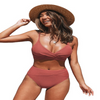 Women Fashion Solid Color Cross Two-Piece Swimsuit