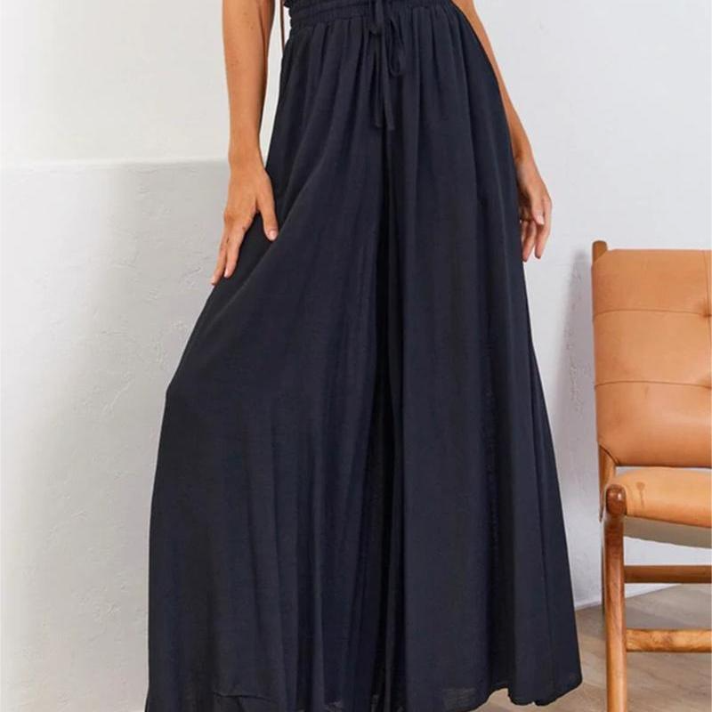 Women'S Loose Casual Solid Color High Waist Wide Leg Vacation Pants