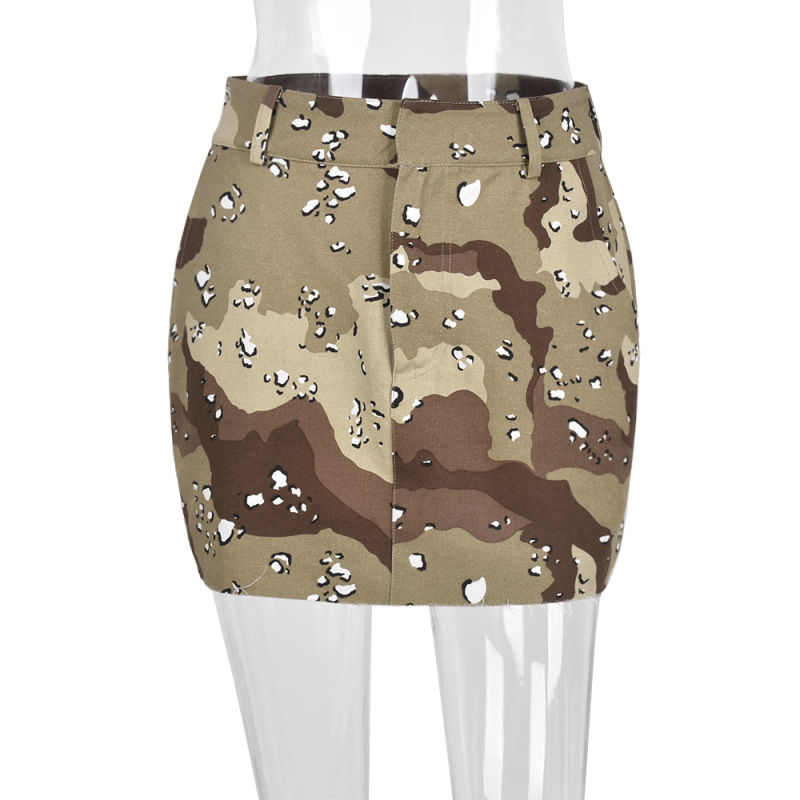 Women'S Fashion Sexy Camouflage Printing Zipper Pocket Skirt