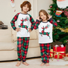 Christmas Fashion Cartoon Elk Plaid Print Parent-Child Pajamas Set