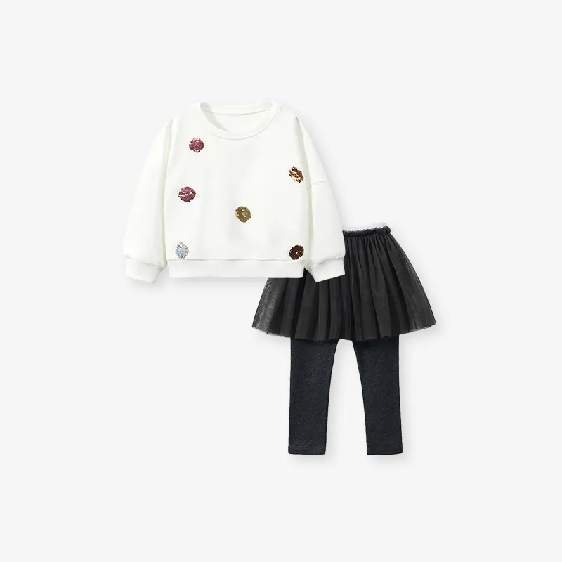 Kids Toddler Big Girls Fashion Casual Autumn Winter Solid Color Long Sleeve Sweatshirts Trousers Sets