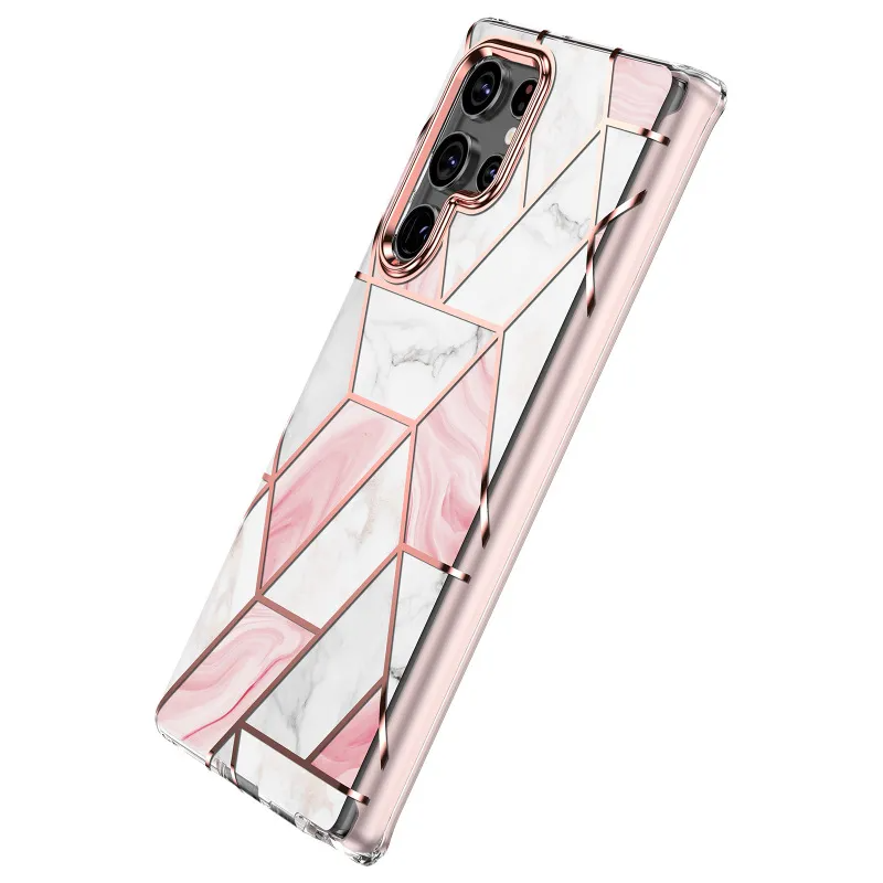Neutral Fashion Simple Electroplated Pink Marble Samsung Drop-Resistant Phone Case