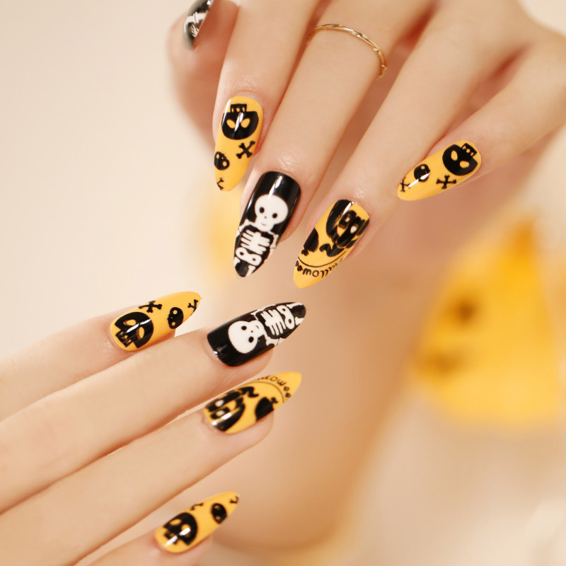 Halloween Women Cartoon Funny Skull Wearable False Nails