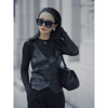 Women Solid Pu Leather Autumn Winter Fashion Short V-Neck Vest