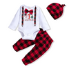 Kids Baby Boys Girls Christmas Bow Long Sleeve Round Neck Romper Played Trousers Sets