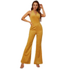 Women Loose Slim Fit One Piece Sleeveless Zipper Backless Casual Solid Color Jumpsuit