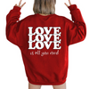 Women Casual LOVE Letter Print Round Neck Long Sleeve Basic Sweatshirt