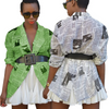 Women Fashion Graphic Print Personalized Loose Newspaper Coat Blazer