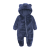 Kids Baby Boys Girls Autumn Winter Casual Cute Solid Color Bear Ear Fleeces Long Sleeve Hooded Bodysuit