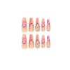 ( Buy 1 Get 1 ) Women Fashion Halloween Frosted Pink Pumpkin Rhinestone Polka Dot Wearable False Nails