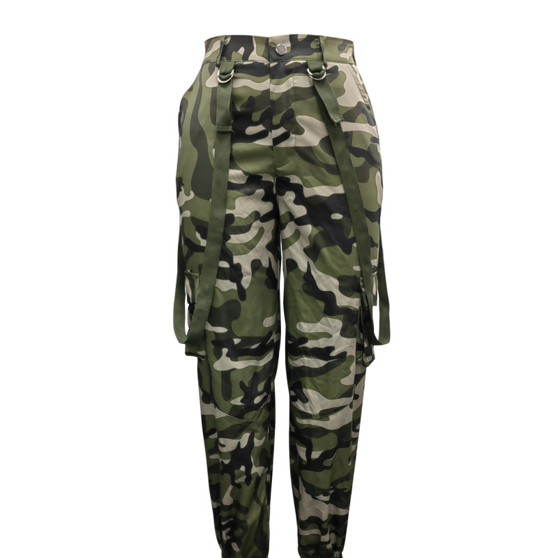 Women'S Street Fashion Camouflage Cuffed Overalls