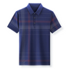 Men Fashion Casual Striped Plaid Print Lapel Short-Sleeved Loose Polo Shirt