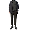 (Buy 1 Get 1)  Men Basic Mid Waist Solid Color Crop Straight Suit Pants