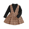 Toddler Girls Fashion Casual Solid Color Long Sleeve Round Neck Sweater Print Skirt Sets