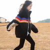 Kids Toddler Big Girls Autumn Winter Casual Cute Rainbow Color Lamb Zipper Stand Collar Long Sleeve Coat