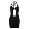 Women Fashion Sexy Solid Color Halter Neck Cut Out Dress