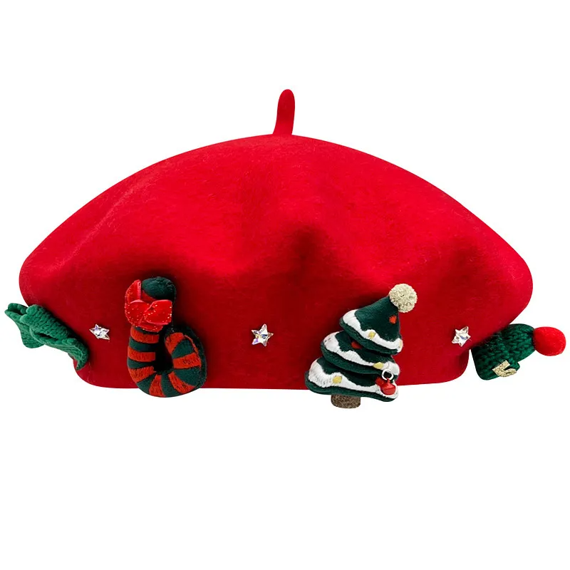 (Buy 1 Get 1) Women Cartoon Cute Three-Dimensional Christmas Tree Crutch Warm Beret