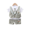 Kids Baby Boys Fashion Casual British Style Playd Waistcoatt Shirt Shorts Set