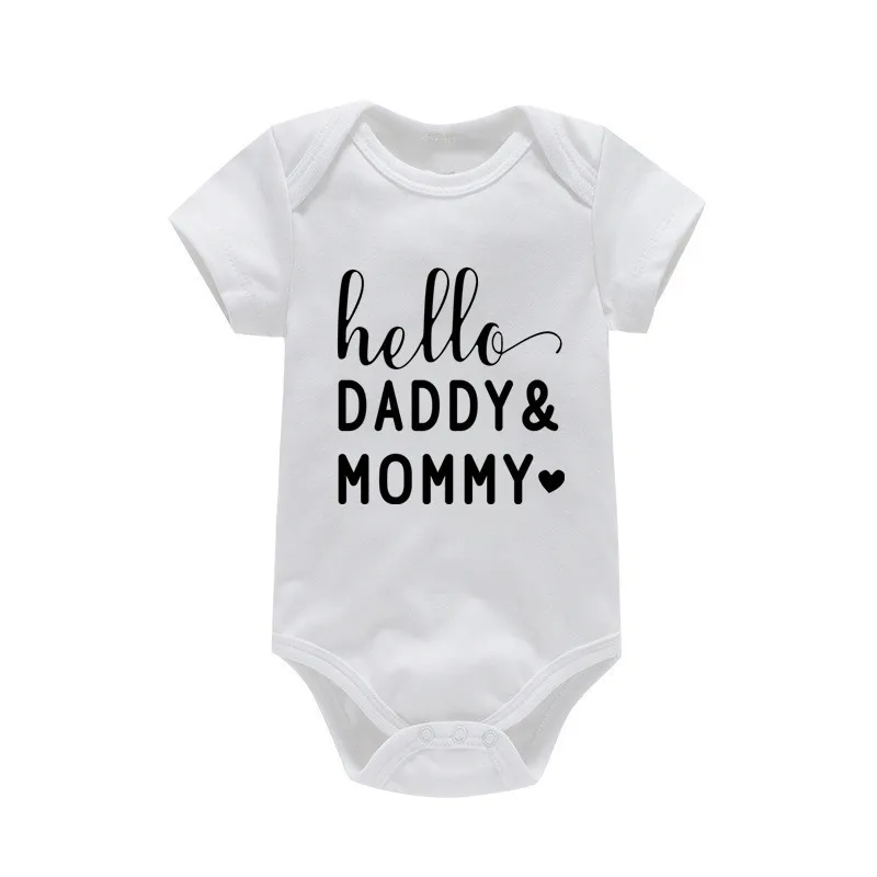 (Buy 1 Get 1) Kids Baby Boys Girls Cute Letters Round Neck Short Sleeve Romper