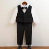 Kids Toddler Big Boys Summer Fashion Casual British Style Solid Color Bow Button Waistcoat Shirt Trousers Party Clothing Set