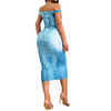 Women'S Fashion Sexy Faux Denim Printing One Shoulder Midi Dress