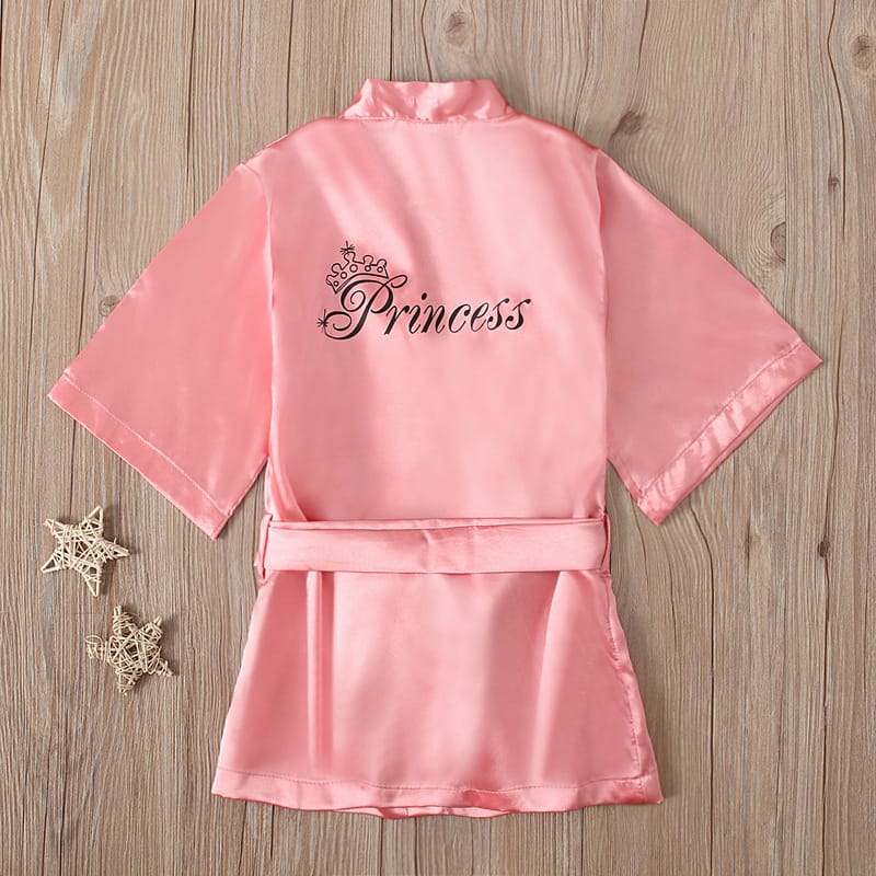 Girls Fashion Long-Sleeves Letter Printed Bathrobes And Robe Strap Set