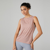 Women Casual Loose Solid Color Breathable Round Neck Sleeveless Rear Split Sports Tank Top