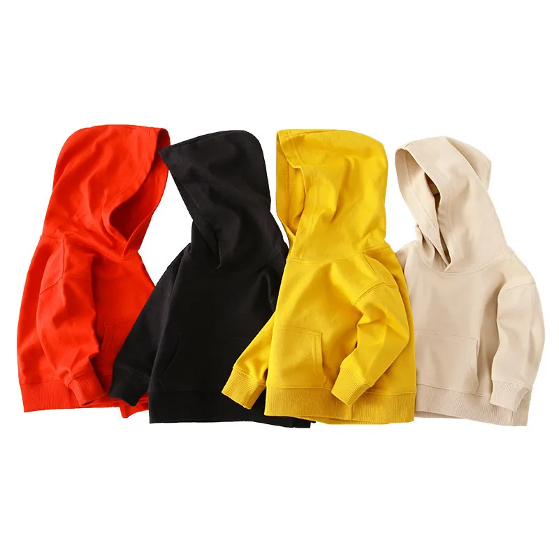 Children Kids Toddlers Solid Color Round Neck Long-Sleeved Hoodies