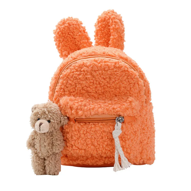 Children Kids Baby Fashion Girls Cartoon Rabbit Ears Plush Casual Backpack