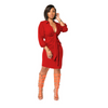 Women Sexy Fashion Lace Up Deep V Lapel Long Sleeve Dress