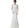 Women Satin Simple Hepburn Style Sleeveless Slim Wedding Party Fishtail Dress