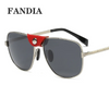 Men Fashion Round Metal Frame With Leather Sunglasses