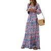 Ramadan /Eid Women Fashion Casual Bohemian Print Long Sleeve Maxi Dress