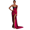 Women Sexy One-Shoulder Side Slit Sequin Party Evening Dress