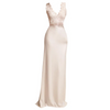 Women Simple Elegant Sleeveless V Neck Floor Length Satin Wedding Dress