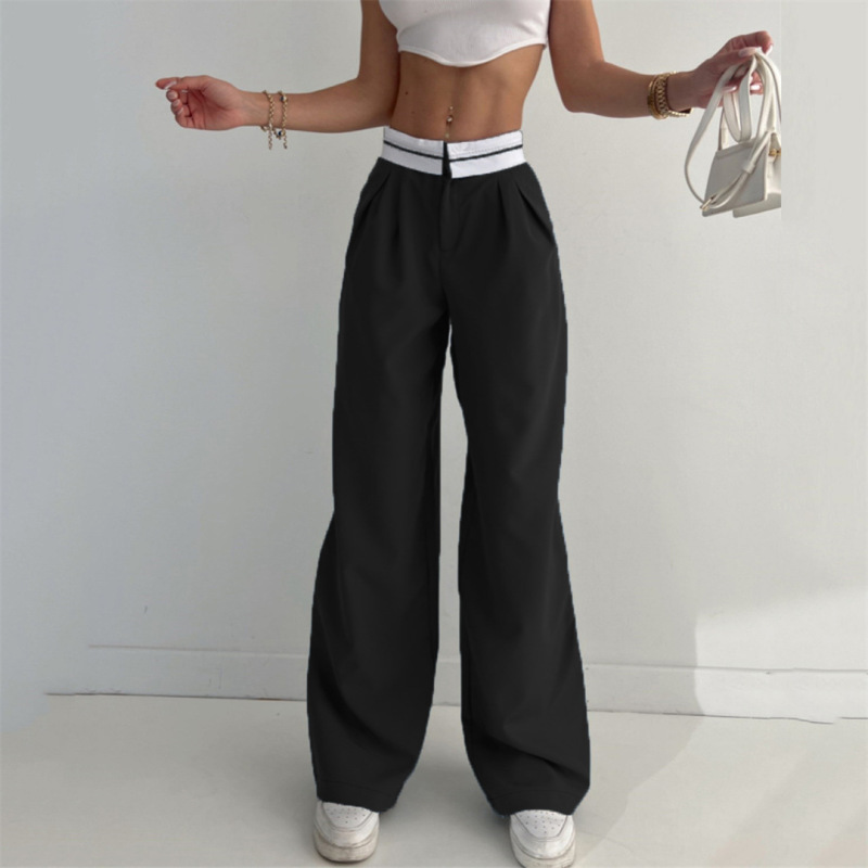 Spring And Summer Women Fashion Casual Versatile Loose High-Waist Pants