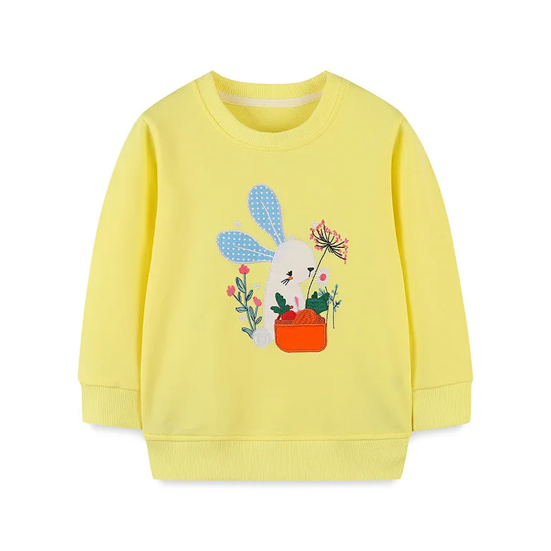 Kids Toddler Girls Autumn Winter Fashion Casual Cute Cartoon Bunny Print Round Neck Sweatshirts