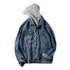 Men Casual Lapel Long Sleeve Single Breasted Loose Hooded Denim Jacket