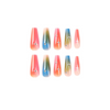 ( Buy 1 Get 2 )  Women Fashion Blue Smudged Long Section With Diamond Detachable False Nails