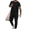 Men Casual Round Neck Short-Sleeved Solid Color T-Shirt And Trousers Two-Piece Set